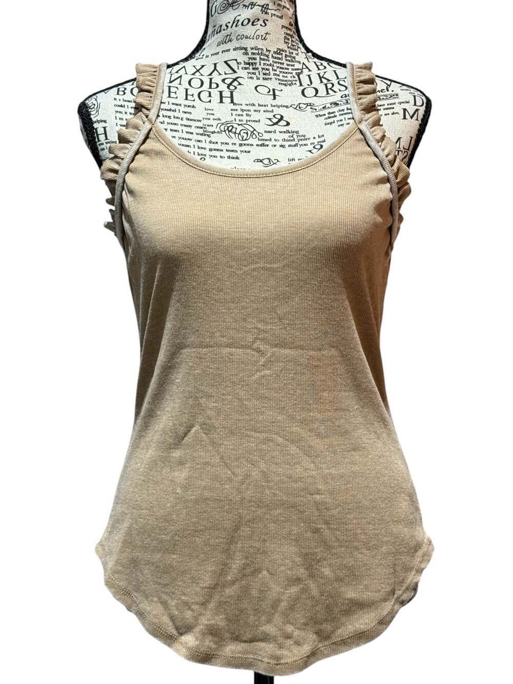 Chaser Terra Ruffle Open Back Tank Top Beige Size Medium NWT